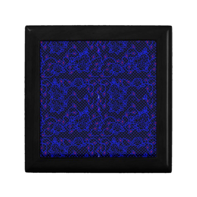Luminous Blue net w flowers 02b Black BG Gift Box (Front)