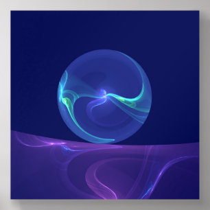 Luminous Blue Purple Dream Abstract Fractal Art Acrylic Photo Tile