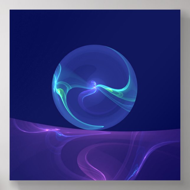 Luminous Blue Purple Dream Abstract Fractal Art Acrylic Photo Tile (Front Set)