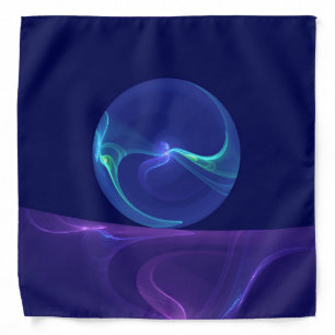 Luminous Blue Purple Dream Abstract Fractal Art Bandana