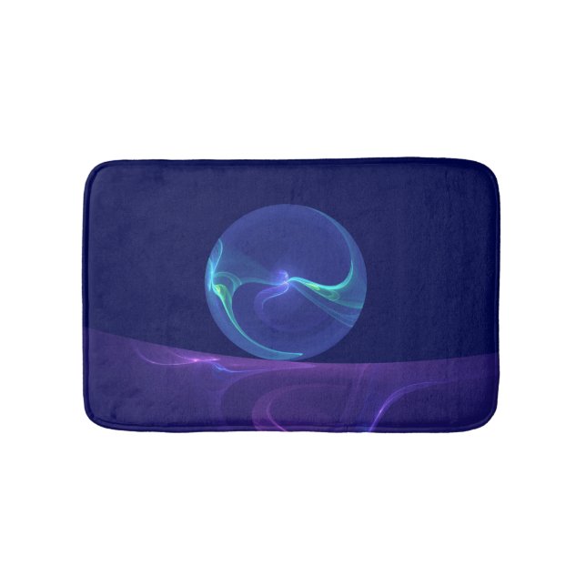 Luminous Blue Purple Dream Abstract Fractal Art Bath Mat (Front)