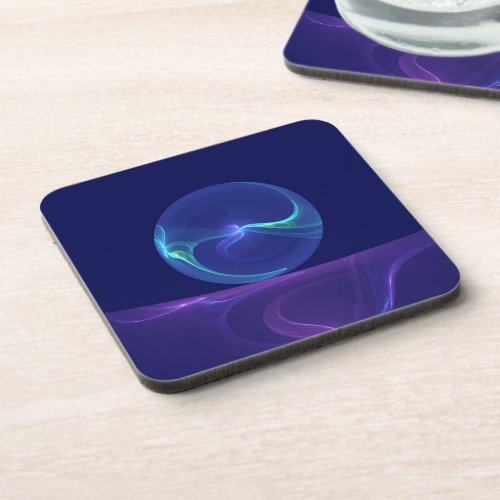 Luminous Blue Purple Dream Abstract Fractal Art Beverage Coaster