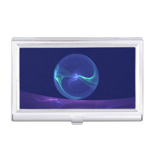 Luminous Blue Purple Dream Abstract Fractal Art Business Card Case