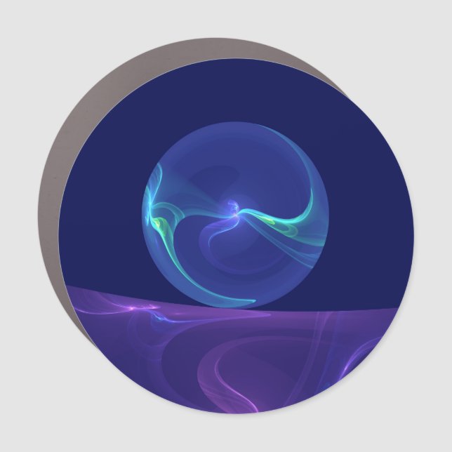 Luminous Blue Purple Dream Abstract Fractal Art Car Magnet (Front)