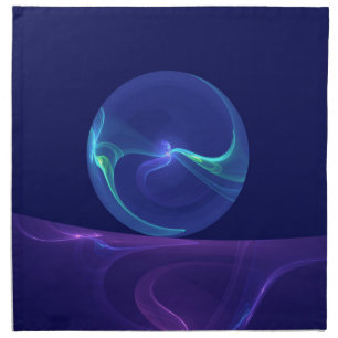 Luminous Blue Purple Dream Abstract Fractal Art Cloth Napkin