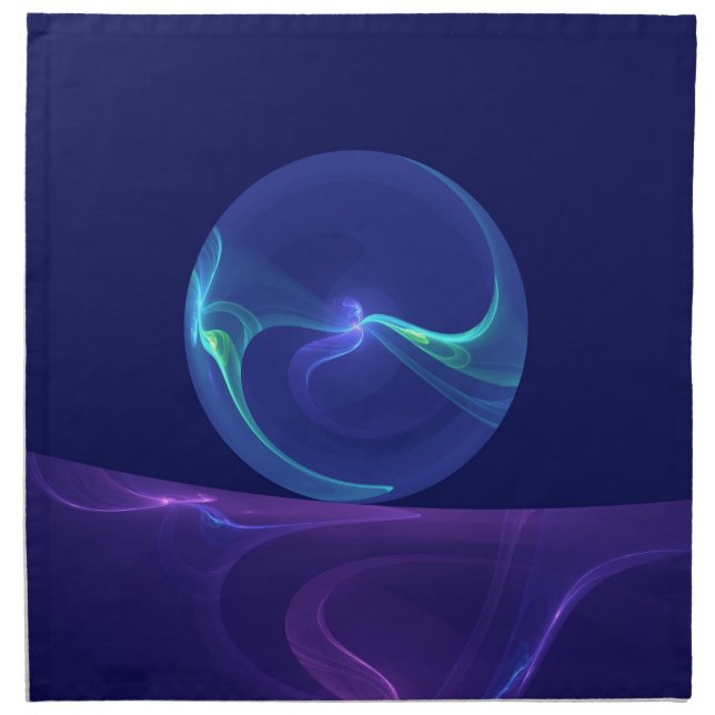 Luminous Blue Purple Dream Abstract Fractal Art Cloth Napkin (Front)