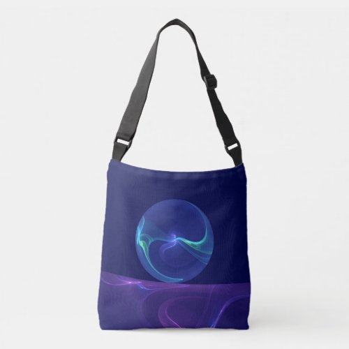 Luminous Blue Purple Dream Abstract Fractal Art Crossbody Bag