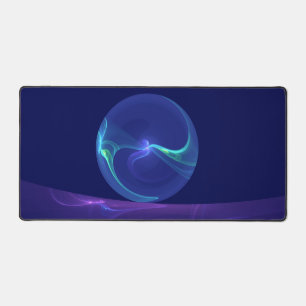 Luminous Blue Purple Dream Abstract Fractal Art Desk Mat