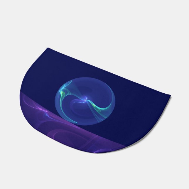 Luminous Blue Purple Dream Abstract Fractal Art Doormat (Angled)