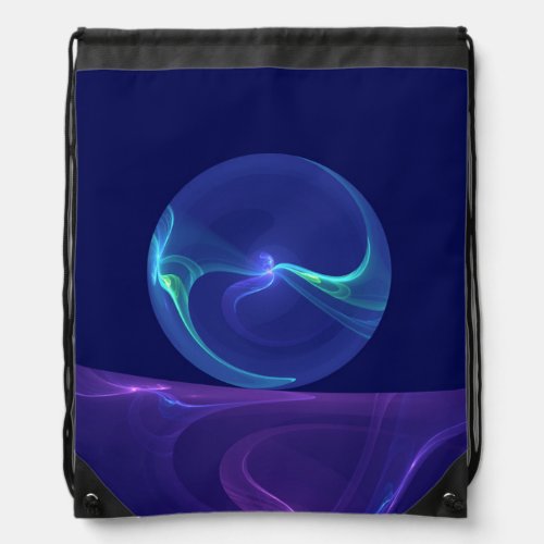 Luminous Blue Purple Dream Abstract Fractal Art Drawstring Bag
