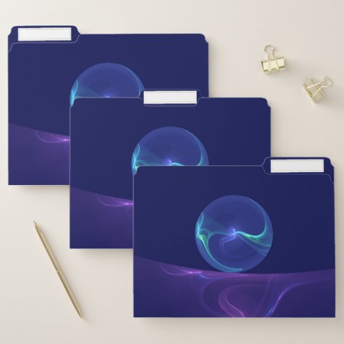 Luminous Blue Purple Dream Abstract Fractal Art File Folder