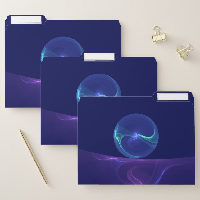 Luminous Blue Purple Dream Abstract Fractal Art File Folder (Set)