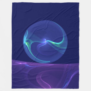 Luminous Blue Purple Dream Abstract Fractal Art Fleece Blanket