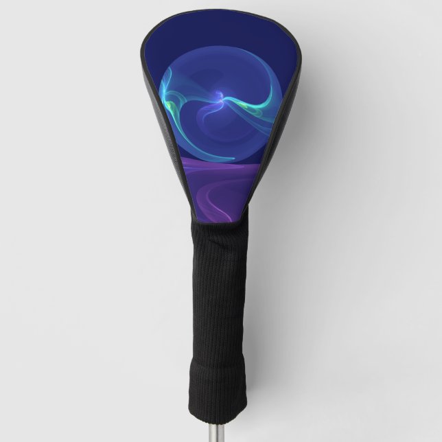 Luminous Blue Purple Dream Abstract Fractal Art Golf Head Cover (Front)
