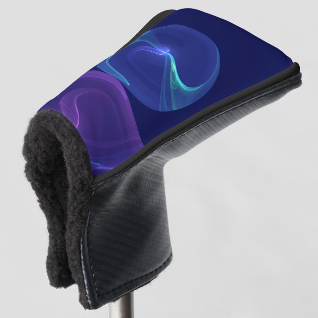 Luminous Blue Purple Dream Abstract Fractal Art Golf Head Cover (3/4 Front)
