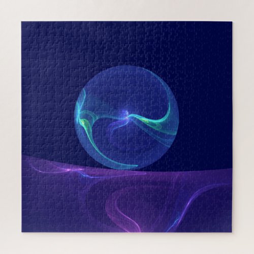Luminous Blue Purple Dream Abstract Fractal Art Jigsaw Puzzle