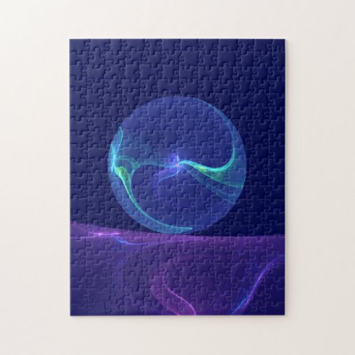 Luminous Blue Purple Dream Abstract Fractal Art Jigsaw Puzzle