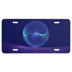 Luminous Blue Purple Dream Abstract Fractal Art License Plate