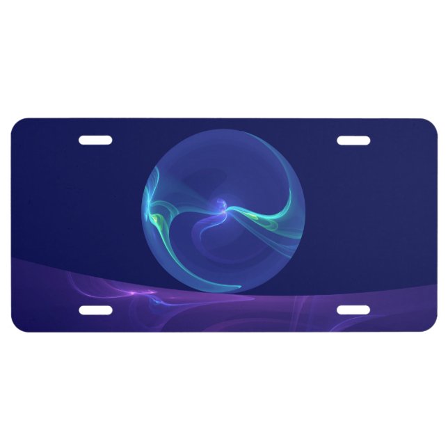 Luminous Blue Purple Dream Abstract Fractal Art License Plate (Front)