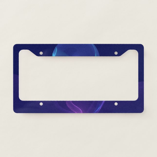 Luminous Blue Purple Dream Abstract Fractal Art License Plate Frame (Front)