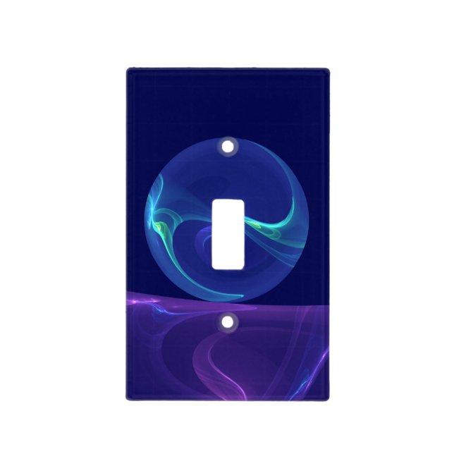 Luminous Blue Purple Dream Abstract Fractal Art Light Switch Cover (Front)
