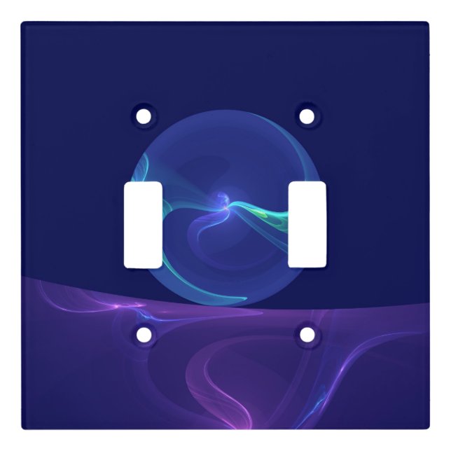 Luminous Blue Purple Dream Abstract Fractal Art Light Switch Cover (Front)