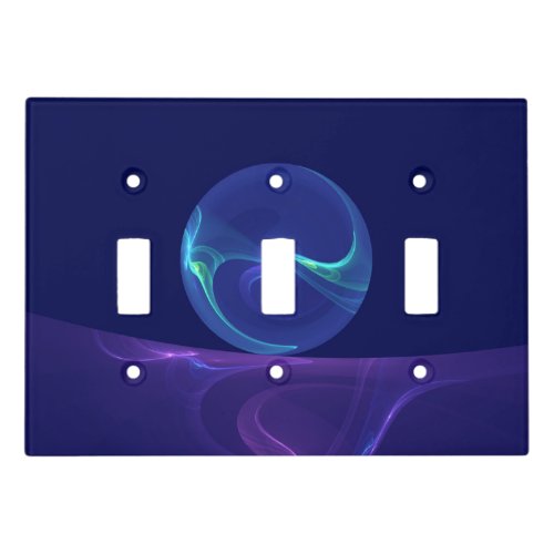 Luminous Blue Purple Dream Abstract Fractal Art Light Switch Cover