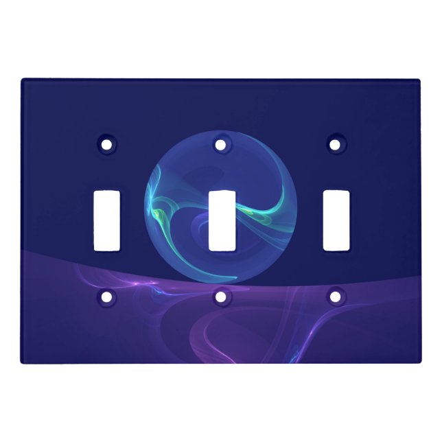 Luminous Blue Purple Dream Abstract Fractal Art Light Switch Cover (Front)