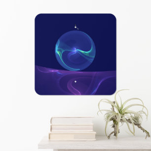 Luminous Blue Purple Dream Abstract Fractal Art Metal Sign