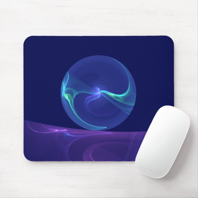 Luminous Blue Purple Dream Abstract Fractal Art Mouse Pad (With Mouse)