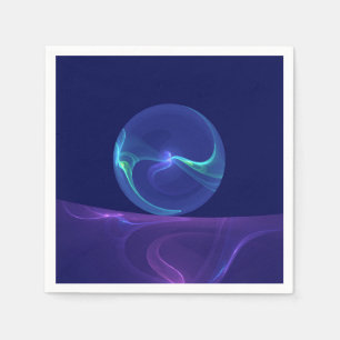 Luminous Blue Purple Dream Abstract Fractal Art Napkins