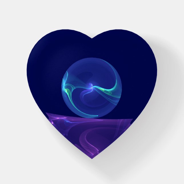 Luminous Blue Purple Dream Abstract Fractal Art Paperweight (Front)