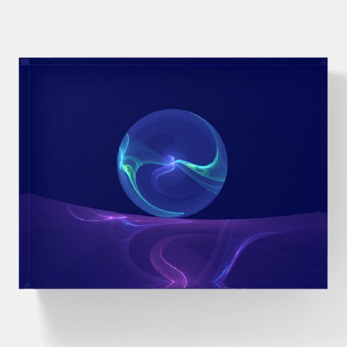 Luminous Blue Purple Dream Abstract Fractal Art Paperweight