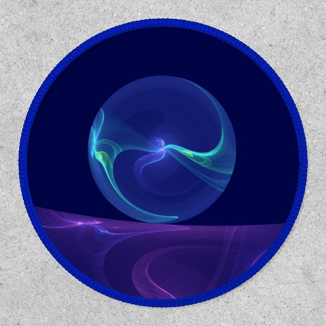 Luminous Blue Purple Dream Abstract Fractal Art Patch (Front)