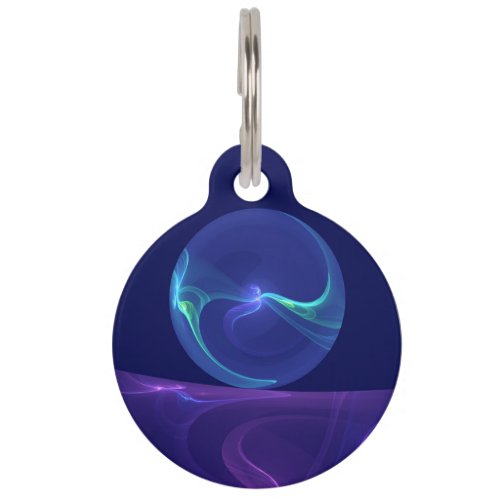 Luminous Blue Purple Dream Abstract Fractal Art Pet ID Tag