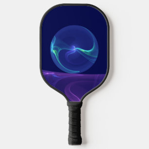 Luminous Blue Purple Dream Abstract Fractal Art Pickleball Paddle
