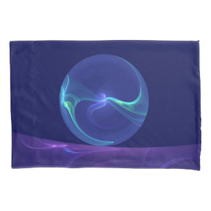 Luminous Blue Purple Dream Abstract Fractal Art Pillow Case