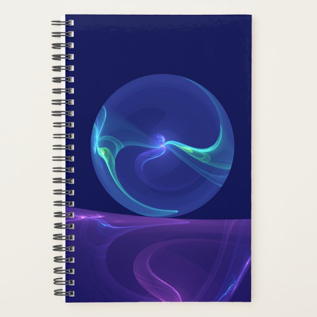 Luminous Blue Purple Dream Abstract Fractal Art Planner (Front)