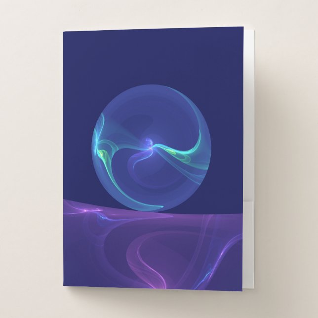 Luminous Blue Purple Dream Abstract Fractal Art Pocket Folder (Front)
