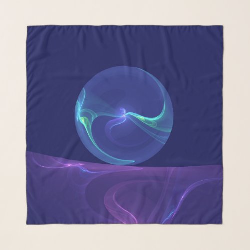 Luminous Blue Purple Dream Abstract Fractal Art Scarf