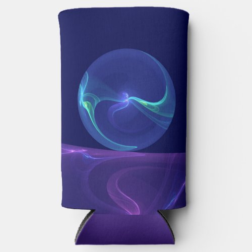 Luminous Blue Purple Dream Abstract Fractal Art Seltzer Can Cooler
