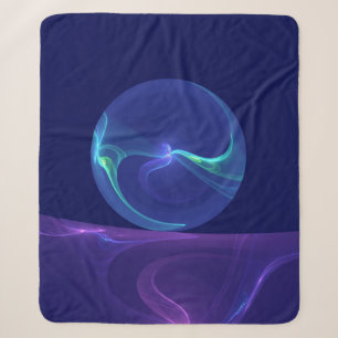 Luminous Blue Purple Dream Abstract Fractal Art Sherpa Blanket