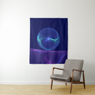 Luminous Blue Purple Dream Abstract Fractal Art Tapestry