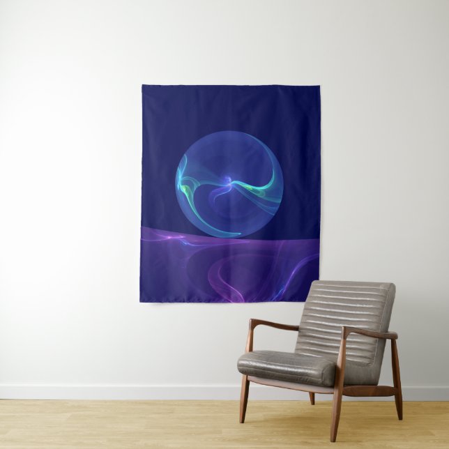 Luminous Blue Purple Dream Abstract Fractal Art Tapestry (In Situ)