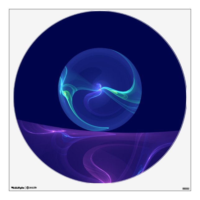 Luminous Blue Purple Dream Abstract Fractal Art Wall Decal (Front)