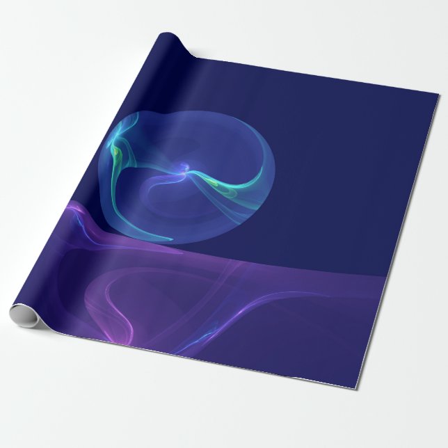 Luminous Blue Purple Dream Abstract Fractal Art Wrapping Paper (Unrolled)