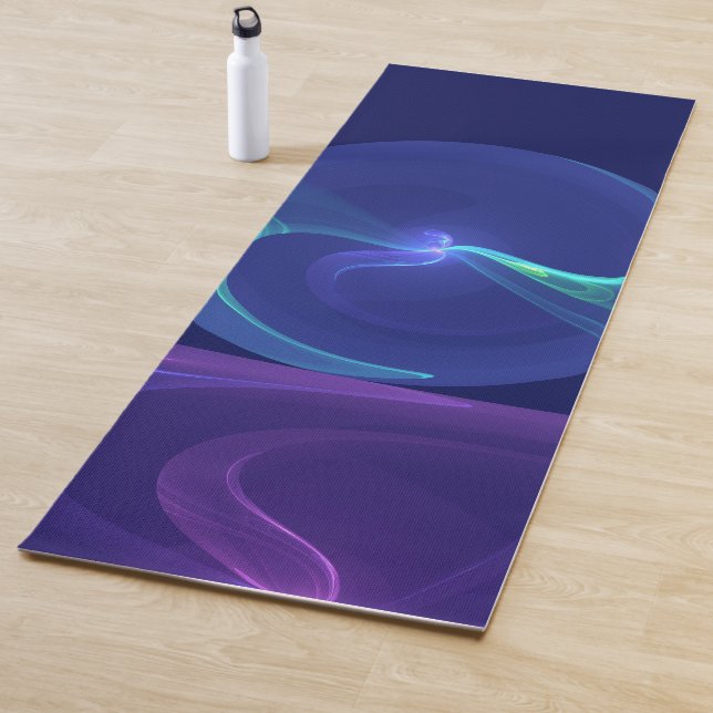 Luminous Blue Purple Dream Abstract Fractal Art Yoga Mat (In Situ)