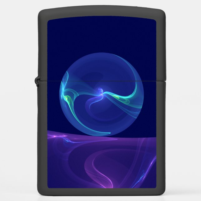 Luminous Blue Purple Dream Abstract Fractal Art Zippo Lighter (Front)