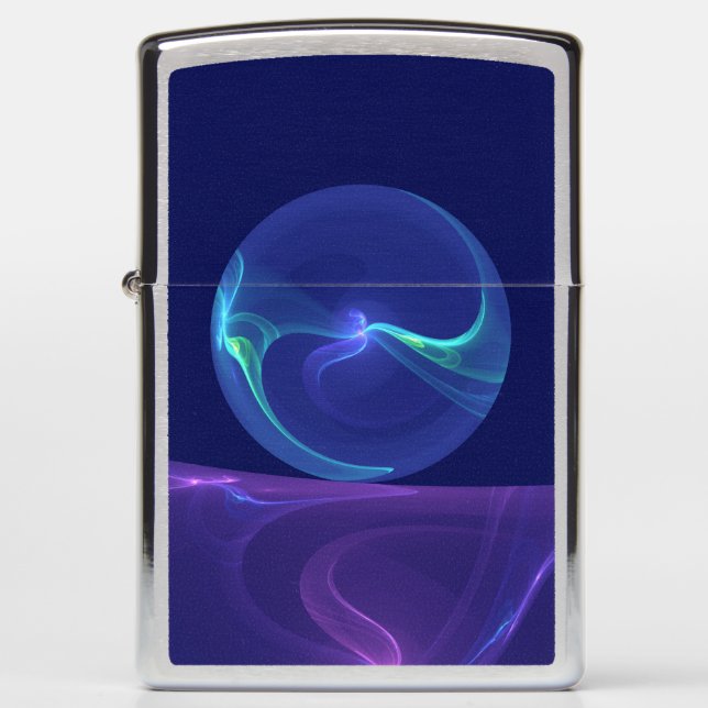 Luminous Blue Purple Dream Abstract Fractal Art Zippo Lighter (Front)