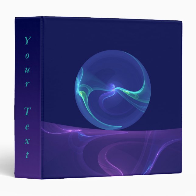 Luminous Blue Purple Dream Abstract Fractal Text 3 Ring Binder (Front/Spine)